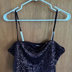 Express Purple and Black Sequin Women's Top
